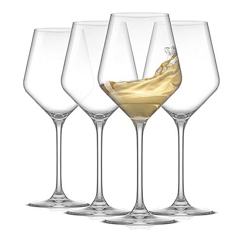  JoyJolt Layla White Wine Glasses, Set of 4 Italian Glasses, 13.5 oz Clear - Made in Europe