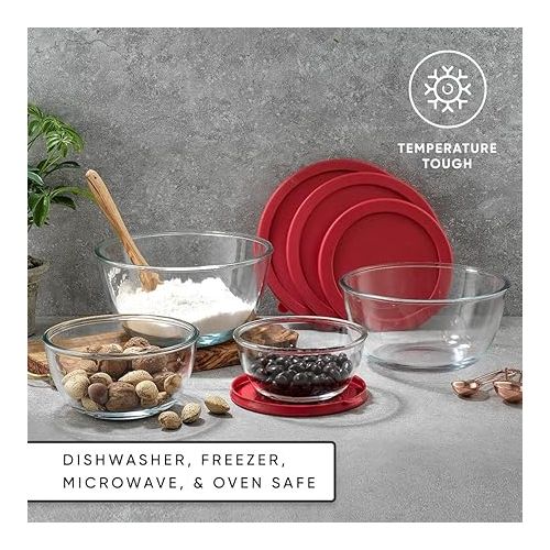  JoyJolt Kitchen Large Mixing Bowl Set - 8pc Glass with Lids Set - Neat Nesting/ Batter Bowl - Cooking Bowls - Storage Bowls with Lids and Big Salad Bowl with BPA-Free Lids