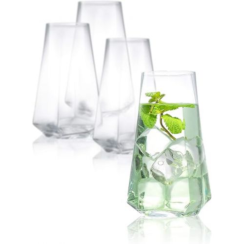  JoyJolt Infiniti Highball Glasses Set of 4 - 18Oz Cocktail Glasses - Glassware Drinking Set - Premium Crystal Glass - Modern and Practical Design - Drinking Glasses for Water, Cocktail, Beer, Juice