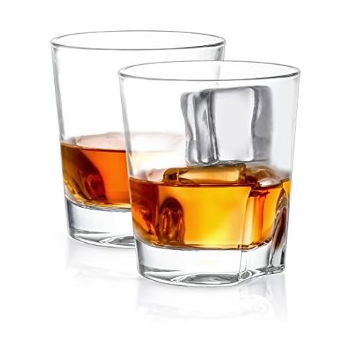  JoyJolt Carina Crystal Whiskey Glasses, Old Fashioned Whiskey Glass 8.4 Ounce, Ultra Clear Crystal Scotch Glass for Bourbon and Liquor Set Of 2 crystal Glassware