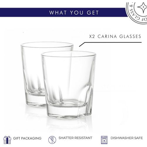  JoyJolt Carina Crystal Whiskey Glasses, Old Fashioned Whiskey Glass 8.4 Ounce, Ultra Clear Crystal Scotch Glass for Bourbon and Liquor Set Of 2 crystal Glassware