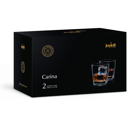  JoyJolt Carina Crystal Whiskey Glasses, Old Fashioned Whiskey Glass 8.4 Ounce, Ultra Clear Crystal Scotch Glass for Bourbon and Liquor Set Of 2 crystal Glassware