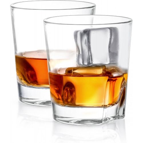  JoyJolt Carina Crystal Whiskey Glasses, Old Fashioned Whiskey Glass 8.4 Ounce, Ultra Clear Crystal Scotch Glass for Bourbon and Liquor Set Of 2 crystal Glassware