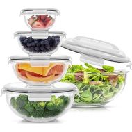 JoyJolt Kitchen Mixing Bowls. 5pc Glass Bowls with Lids Set - Neat Nesting Bowls. Large Mixing Bowl Set incl Batter Bowl, Cooking Bowls, Storage Bowls with Lids and Big Salad Bowl with BPA-Free Lids