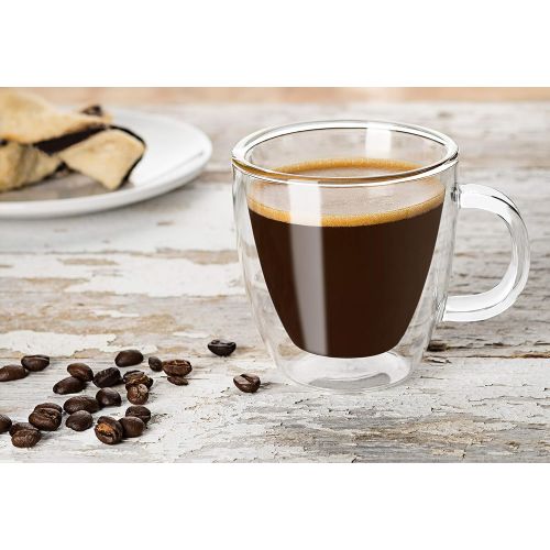  [아마존 핫딜]  [아마존핫딜]JoyJolt Savor Double Wall Insulated Glasses Espresso Mugs (Set of 2) - 5.4-Ounces