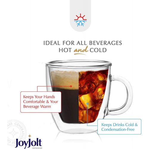  [아마존 핫딜]  [아마존핫딜]JoyJolt Savor Double Wall Insulated Glasses Espresso Mugs (Set of 2) - 5.4-Ounces