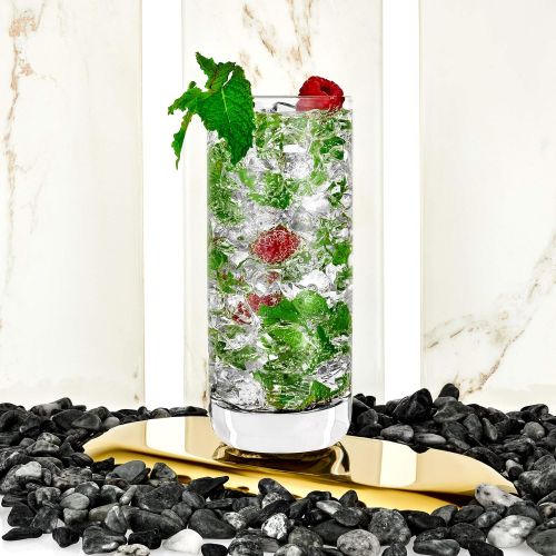  [아마존베스트]JoyJolt Faye Highball Glasses Set of 6 Tall Drinking Glasses. 13oz Cocktail Glass Set. Lead-Free Crystal Glassware. Bourbon or Whiskey Glass Cup, Bar, Iced Tea, Water, Mojito and T