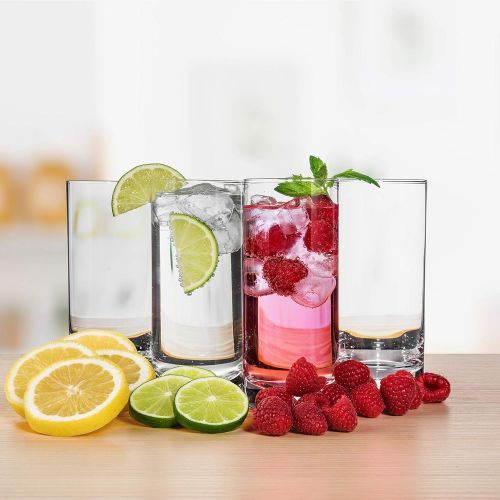  [아마존베스트]JoyJolt Stella Lead Free Crystal Highball Glasses Barware Collins Tumbler for Water, Juice, Beer, and Cocktail (Set of 4)-14.2-Ounces