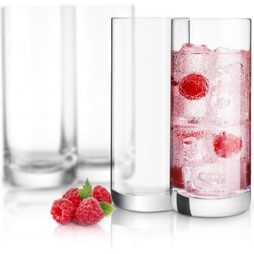  [아마존베스트]JoyJolt Stella Lead Free Crystal Highball Glasses Barware Collins Tumbler for Water, Juice, Beer, and Cocktail (Set of 4)-14.2-Ounces