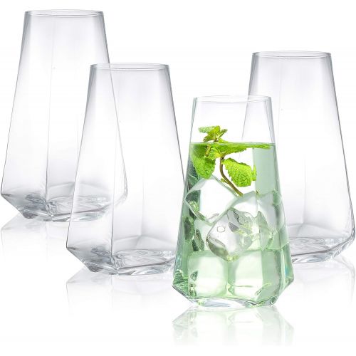  [아마존베스트]JoyJolt Infiniti Highball Glasses Set of 4  18Oz Cocktail Glasses  Glassware Drinking Set  Premium Crystal Glass  Modern and Practical Design  Drinking Glasses for Water, Cock