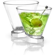 [아마존베스트]JoyJolt Aqua Vitae Martini Glass Set of 2. Crystal Glassware, Round Drinking Glasses with Off Set Octagon Base. Stemless Cocktail Glasses and Dessert Glasses. Unique Christmas Gift