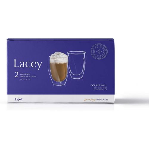  [아마존베스트]JoyJolt Lacey Double Wall Glasses Set of 2 Thermo Insulated Tumblers 10-Ounces.