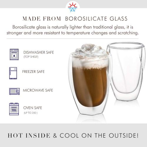  [아마존베스트]JoyJolt Lacey Double Wall Glasses Set of 2 Thermo Insulated Tumblers 10-Ounces.