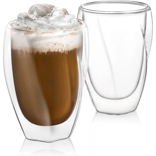  [아마존베스트]JoyJolt Lacey Double Wall Glasses Set of 2 Thermo Insulated Tumblers 10-Ounces.