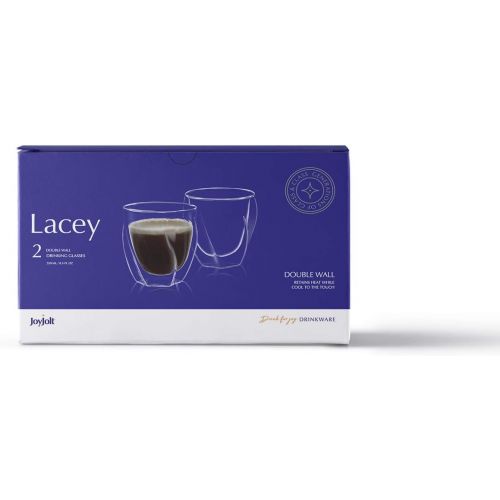  [아마존베스트]JoyJolt Lacey Double Wall Glasses Set of 2 Thermo Insulated Tumblers 7.4-Ounces