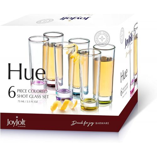  [아마존베스트]JoyJolt Hue Colored Shot glass Set, 6 Piece Shot Glasses - 2-Ounces.