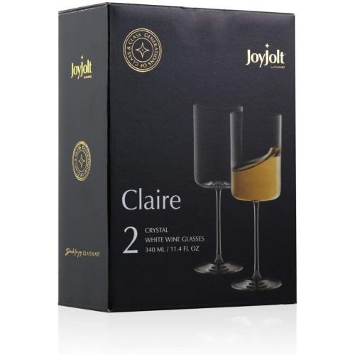  [아마존베스트]JoyJolt White Wine Glasses  Claire Collection 11.4 Ounce Wine Glasses Set of 2  Deluxe Crystal Glasses with Ultra-Elegant Design  Ideal for Home Bar, Kitchen, Restaurants