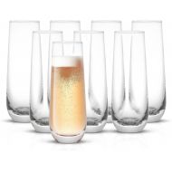[아마존베스트]JoyJolt Milo Stemless Champagne Flutes Set of 8 Crystal Glasses. 9.4oz Champagne Glasses. Prosecco Wine Flute, Mimosa Glasses Set, Cocktail Glass Set, Water Glasses, Highball Glass