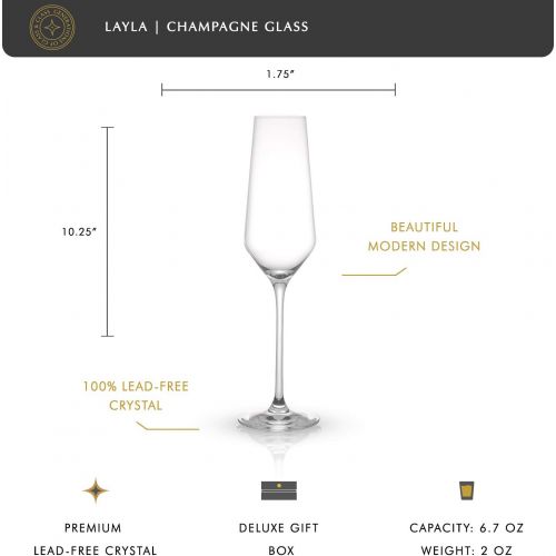  [아마존베스트]JoyJolt Champagne Flutes  Layla Collection Crystal Champagne Glasses Set of 4  6.7 Ounce Capacity  Ideal for Home Bar, Special Occasions