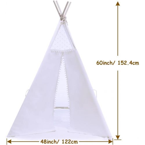  [아마존베스트]JoyNote Teepee Tent for Kids Indoor Tents with Mat, Inner Pocket, Unique Reinforcement Part - Foldable Play Tent Canvas Tipi Childrens Tents for Girls & Boys