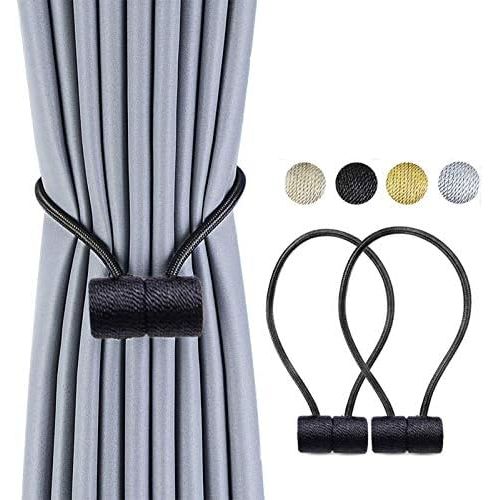  JoySusie 2 Pack Magnetic Curtain Tiebacks, The Most Convenient Drape Tie Backs,European Style Decorative Weave Rope Curtain Holdbacks Holder for Window Sheer Blackout Drapries Offi