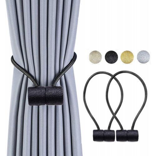  JoySusie 2 Pack Magnetic Curtain Tiebacks, The Most Convenient Drape Tie Backs,European Style Decorative Weave Rope Curtain Holdbacks Holder for Window Sheer Blackout Drapries Offi