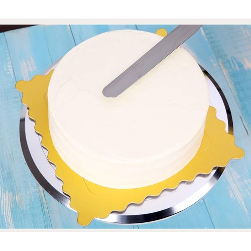  Joyeee Streichpalette Edelstahl Set, Tortenheber - 4 Icing Spatula Set fuer Fondant, Torte Backen DIY und Kuchen - Dekorieren/Tortenmesser/ Konditorenmesser/Spachtel (4/6/8/10’’)