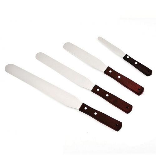  Joyeee Streichpalette Edelstahl Set, Tortenheber - 4 Icing Spatula Set fuer Fondant, Torte Backen DIY und Kuchen - Dekorieren/Tortenmesser/ Konditorenmesser/Spachtel (4/6/8/10’’)