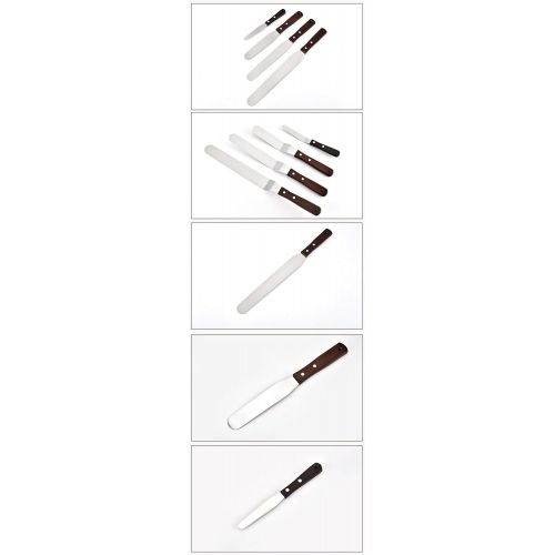  Joyeee Streichpalette Edelstahl Set, Tortenheber - 4 Icing Spatula Set fuer Fondant, Torte Backen DIY und Kuchen - Dekorieren/Tortenmesser/ Konditorenmesser/Spachtel (4/6/8/10’’)