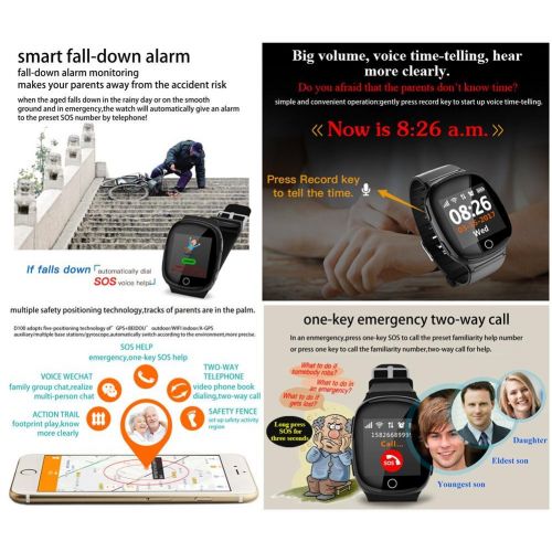  Joyeer Smart Watch Heart Rate Monitor GPS+LBS+WIFI Positioning SOS Wristband Fitness Tracker Sedentary Reminder Safty Fence Smartwatch for Elderly