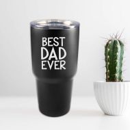 JoyfulMoose 30 oz. Insulated Powder Coated Tumbler - Best Dad Ever Fathers Day Gift - Black Stainless Steel