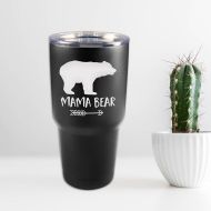 JoyfulMoose Mama Bear Pink Powder Coated Tumbler - 30 oz. Vacuum Insulated Stainless Steel Polar Camel Tumbler for Mom Mother Gift