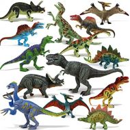 Joyin Toy 18Piece 6 to 9 Educational Realistic Dinosaur Figures with Movable Jaws Including T-Rex, Triceratops, Velociraptor, Etc