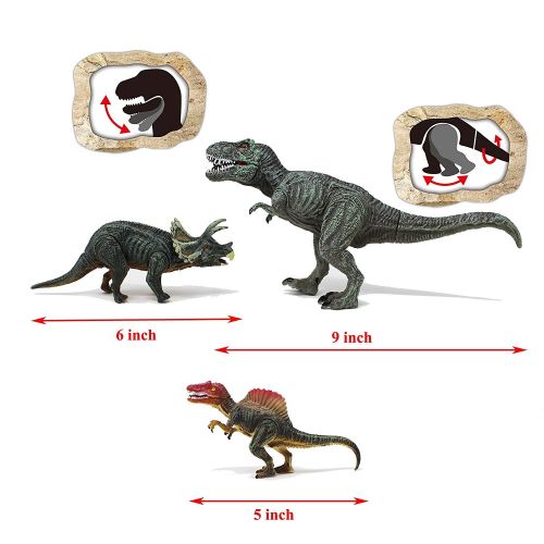  Joyin Toy 18Piece 6 to 9 Educational Realistic Dinosaur Figures with Movable Jaws Including T-Rex, Triceratops, Velociraptor, Etc