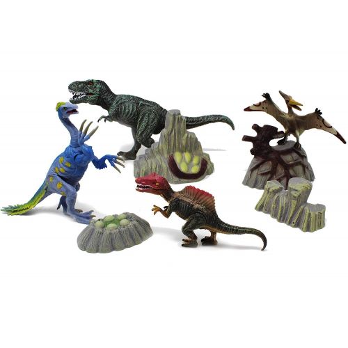  Joyin Toy 18Piece 6 to 9 Educational Realistic Dinosaur Figures with Movable Jaws Including T-Rex, Triceratops, Velociraptor, Etc