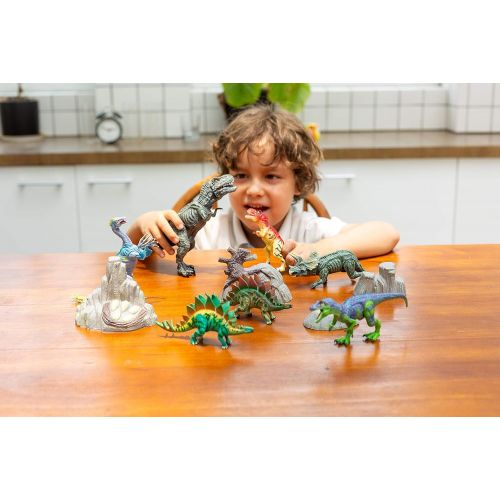  Joyin Toy 18Piece 6 to 9 Educational Realistic Dinosaur Figures with Movable Jaws Including T-Rex, Triceratops, Velociraptor, Etc