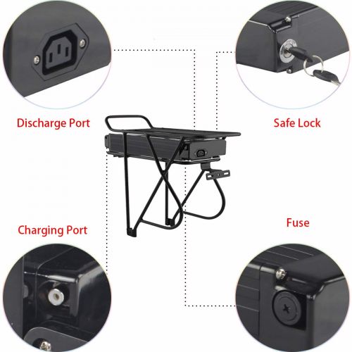  Joyisi 48V 15AH Electric Ebike Li-ion Battery with Battery Holder, 1000W Electric Bicycle Motor