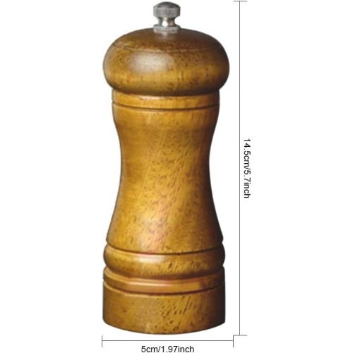  joyliveCY Holz-Pfeffermuehle, manuell Pfeffermuehle aus Holz mit Einstellbare Feinheit -, holzfarben, 14.5cm| 5
