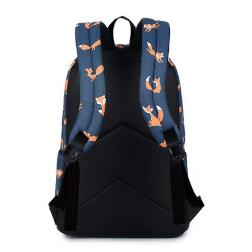  Joymoze Retro Colorful Print Trendy Backpack for Women Cute Schoolbag for Girl Dark Blue Fox