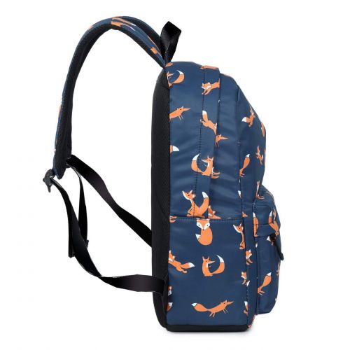  Joymoze Retro Colorful Print Trendy Backpack for Women Cute Schoolbag for Girl Dark Blue Fox