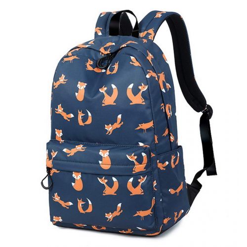  Joymoze Retro Colorful Print Trendy Backpack for Women Cute Schoolbag for Girl Dark Blue Fox