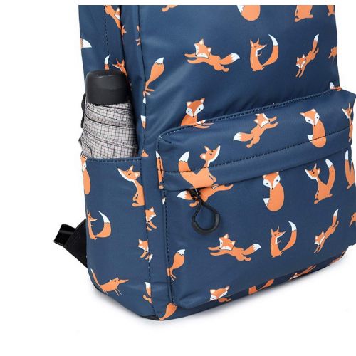  Joymoze Retro Colorful Print Trendy Backpack for Women Cute Schoolbag for Girl Dark Blue Fox