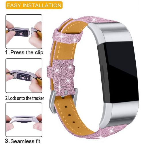  [아마존베스트]Joyozy Leather Band Compatible with Fitbit Charge 2 Replacement Bands,Slim Classic Genuine Leather Wristband Fitness Strap Women Men