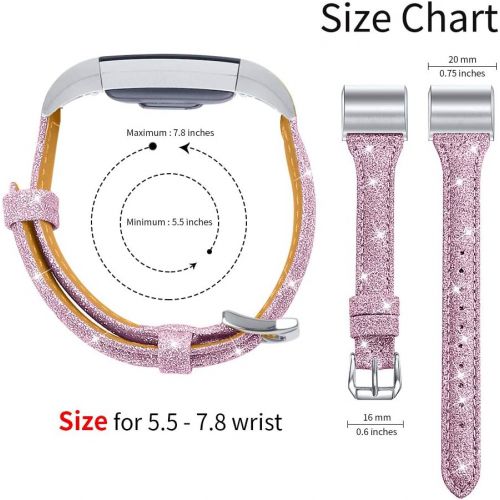  [아마존베스트]Joyozy Leather Band Compatible with Fitbit Charge 2 Replacement Bands,Slim Classic Genuine Leather Wristband Fitness Strap Women Men