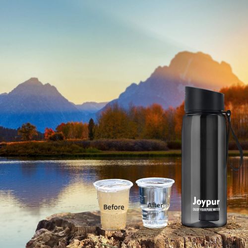  Joypur Portable Filtered Water Bottle - Emergency Water Purifier with 3-Stage Integrated Filter Straw for Camping Hiking Backpacking