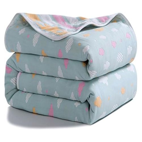  [아마존베스트]Joyreap 6 Layers of 100% Muslin Cotton Summer Blanket - Soft Lightweight Summer Quilt for Teens & Kids - Hypoallergenic Durable and Comfortable Throw Blanket (Cloud-Blue, 47x 59)