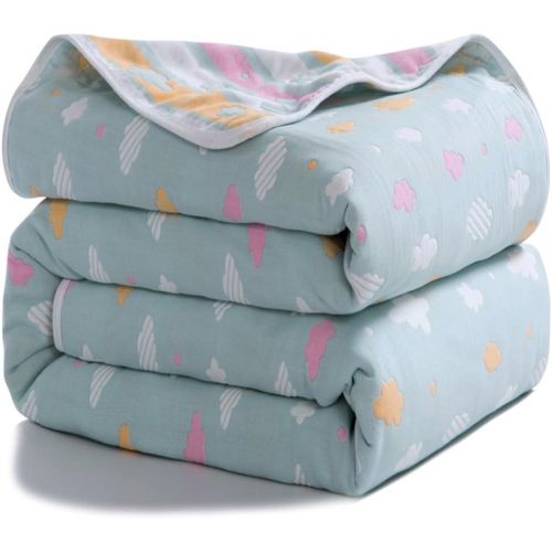  [아마존베스트]Joyreap 6 Layers of 100% Muslin Cotton Summer Blanket - Soft Lightweight Summer Quilt for Teens & Kids - Hypoallergenic Durable and Comfortable Throw Blanket (Cloud-Blue, 47x 59)