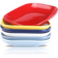 [아마존베스트]Joyroom 30 Ounces Porcelain Pasta Bowls Set, Ceramic Bowls, Square Pasta Bowl, Dinner Plates, Large Serving Bowl Set, Dish Set Square Collection Set of 6 (Multicolor)