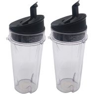 Joystar Replacement Parts for Nutri Ninja Blender, Two Pack 16-Ounce (16 oz.) with Sip & Seal Lidfor Nutri Ninja BL203QBK/BL208QBK/BL207QBK/BL206QBK/BL209/BL201C/BL201/BL200 (2)