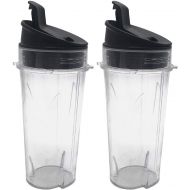 Joystar Two Pack 16-Ounce (16 oz.) Cup with Sip & Seal Lid Fit for Nutri Ninja blender series with BL660/BL663/BL663CO/BL665Q/BL771/BL773CO/BL780/BL780CO/BL810/BL820/BL830/QB3000/QB3000SSW